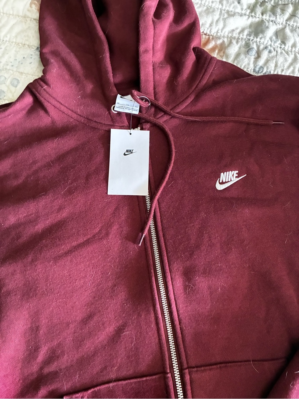 Nike Burgundy Zip-Up Hoodie